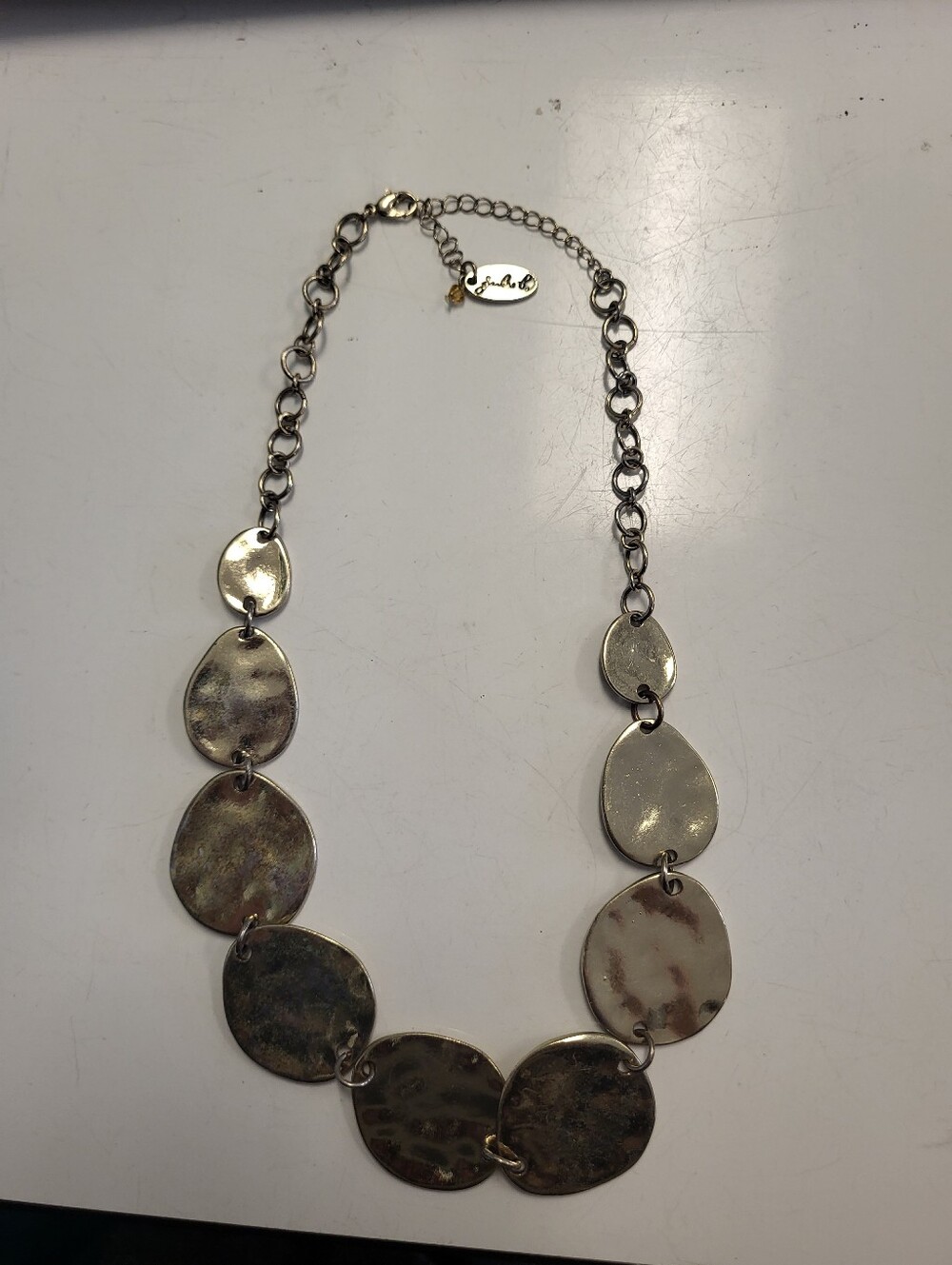 Hammered Gold Tone Disc Necklace - Women Jewelry